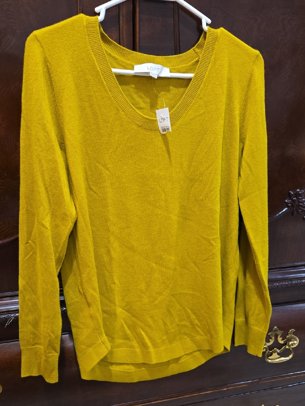LOFT Scoop Neck Sweater in Mustard Yellow